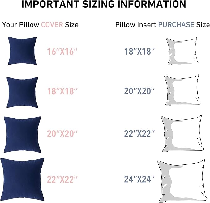 Leeden 24 x 24 Pillow Inserts (Set of 2) - Throw Pillow Inserts with 100% Cotton Cover - 24 Inch Square Decorative Pillows for Sofa, Couch, Bed and Home Decor