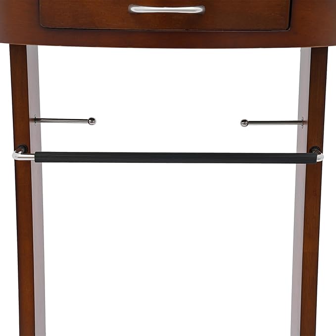 Standing Suit Rack with Drawer & Pant Hanger, Valet Stand for Men/Women,Vintage Brown Wooden Valet Stand with Storage Tray for Ties, Belts, Hats, Coats
