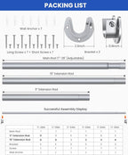 2 Pack Closet Rods for Hanging Clothes, 17 to 39 Inches Stepless Adjustable Metal Closet Rod, 1.3 Inches Heavy Duty Clothes Hanging Rod for Closet Wardrobes Laundry RV, Silver