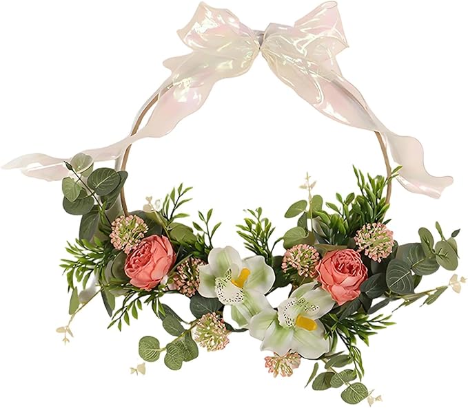 Artificial Floral Swag Front Door Swag Indoor Decorative Hanging Spring Wreath for Restaurant Birthday Holidays Apartment, JH615