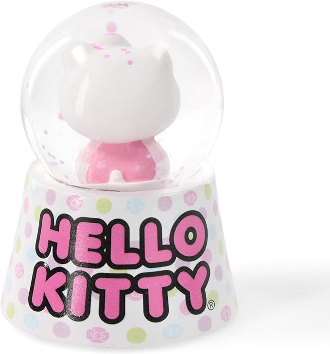 Sanrio Hello Kitty Polka Dots Mini Light-Up Snow Globe with Swirling Glitter Display | 3 Inches Tall