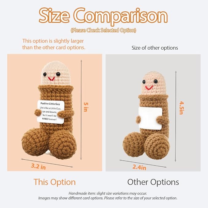 Funny Positive Crochet Gifts Emotional Support Stuffed Doll for Friends Men Women,White Elephant
