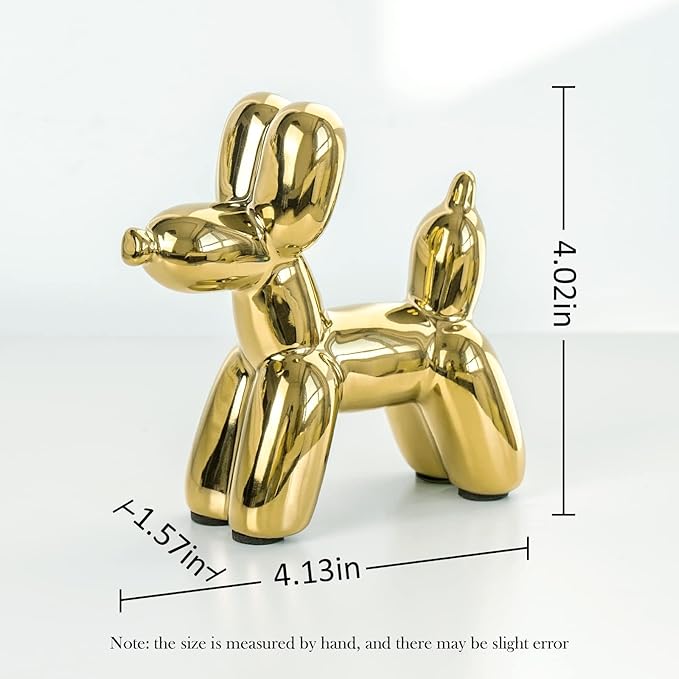 Notakia Cute Ceramics Balloon Dog Statue Crafts Gold Living Room Desktop Decorations,Handmade Modern Small Ceramic Animal Statue Ornament Gold Home Decor Accents