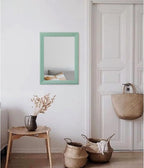AAZZKANG Wood Framed Mirror Rectangle Modern Farmhouse Wall Mirrors Decor for Bedroom Living Room Bathroom Dressing Room Small Green