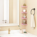 Fixwal Pink Shelves, 5x5 Inches Small Wall Shelf Set of 4, Rustic Wood Floating Wall Mounted Shelves for Bedroom, Living Room, Kitchen, Bathroom Decor (Pink)