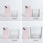Set of 6 Square Glass Vases 5" x5" x 5", Clear Flower Vases for Centerpieces, Candle Holder for Wedding Party Events, Home Décor