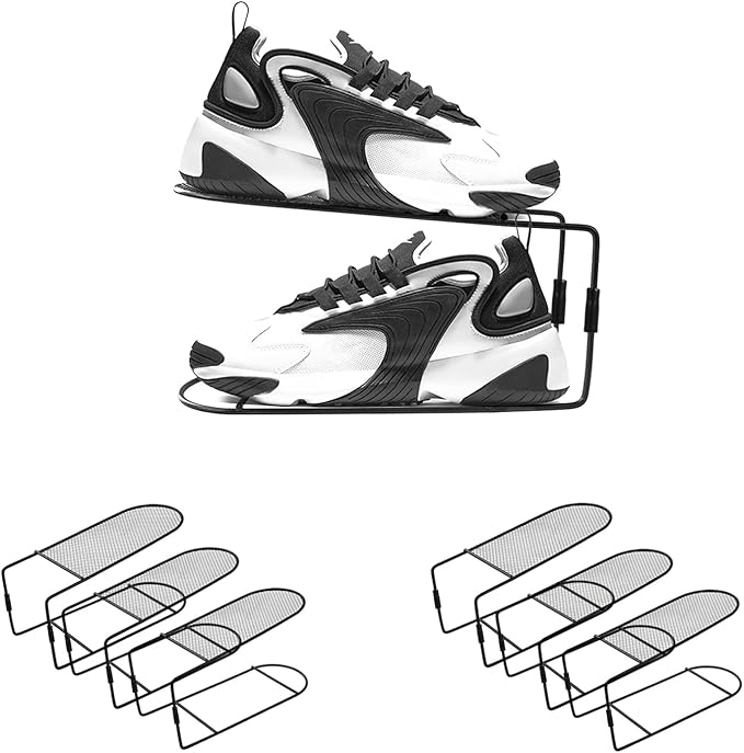 CiBiZi Shoe Slots Organizer 6Pack Metal Shoe Stackers for a Pair of Shoes Double Layer Shoe Holder Shoe Storage Closet Organizers Shoe Space Saver Organizador de Zapatos Black