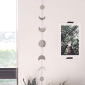 BASE ROOTS Moon Phase Wall Decor, Celestial Décor, Moon Décor & Boho Wall Décor, Silver Wall Art for Bedroom & Living Room, Bohemian Wall Decor, Handmade Hammered Metal 36" 7 Phases Moon Wall Decor, Gift for Women & Kids
