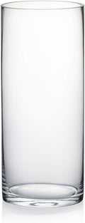 WGV Quality Thick Cylinder Vase, Diameter 5", Height 12", Clear Glass Floral Planter Container, Tall Centerpiece Arrangement for Wedding Home Decor, 1 Piece