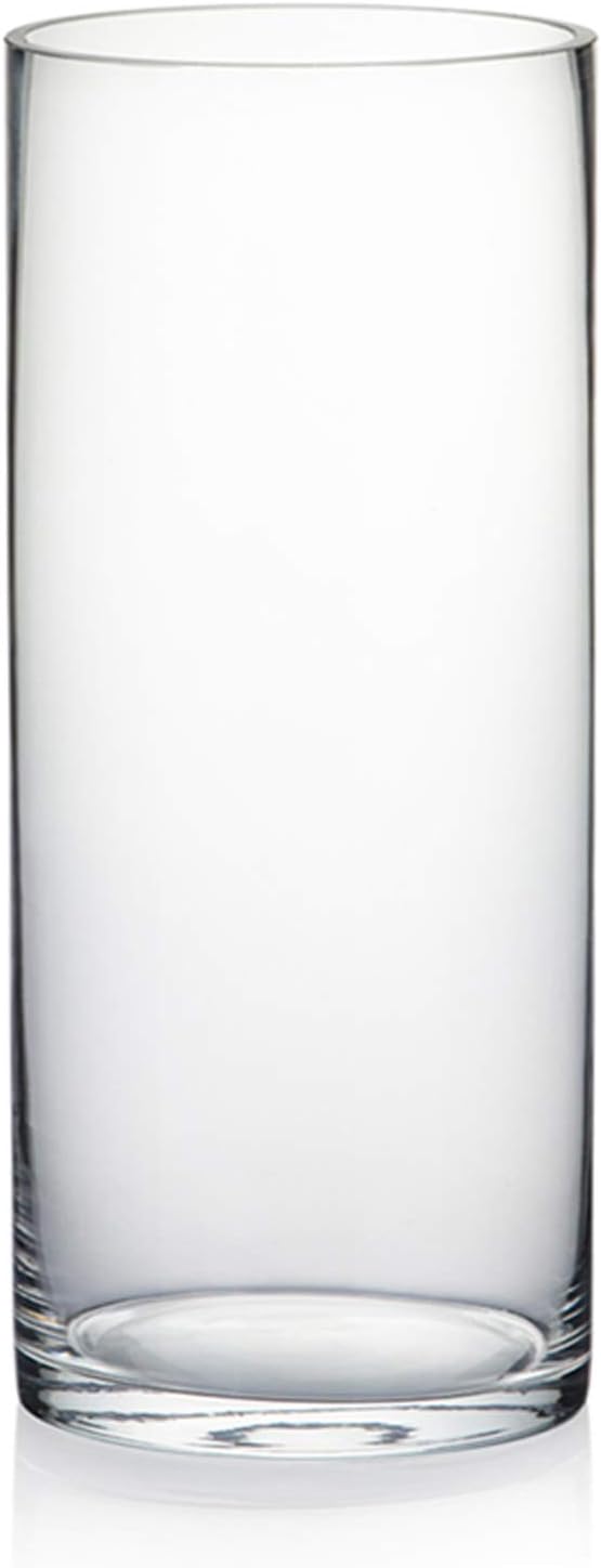 WGV Quality Thick Cylinder Vase, Diameter 5", Height 12", Clear Glass Floral Planter Container, Tall Centerpiece Arrangement for Wedding Home Decor, 1 Piece