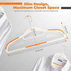 Plastic Hangers 50 Pack, Cascading Slim Space Saving Clothing Hangers with 360° Rotating Hook, Non Slip Clothes Hangers for Sweater Shirt, Heavy Duty Coat Hanger with Inner Hook for Closet, White