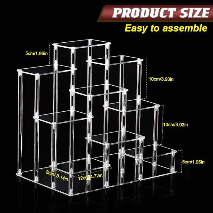 Clear Acrylic Display Risers Stand Shelf, Acrylic Stands Display for Action Figures Collectibles Perfume Organizer Stand,Pop Figures Stand Risers for Decorating & Organizing (9 Tier)