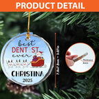 BSQUIELE Personalized Best Dentist Ever Glass Ornament 2025 - Custom Name Orthodontist Keepsake - Gift for Dental Assistant Hygienist - Unique Xmas Tree Hanging Decoration for Dental Professionals