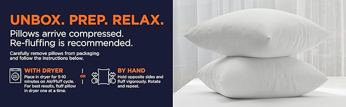 Amazon Basics Square Hypoallergenic Pillow Insert, Sofa Bed Couch Decorative Stuffer, 20", 4 Pack