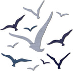 Wesiti 11 Pcs Wooden Seagull Wall Decor Nautical Theme Beach Coastal Art Small Seagull Sea Birds Wall Decor Ocean Adhesive Sculpture Vintage Ornaments for Home Bathroom(Blue)