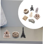 Toddmomy 7pcs Miniature World-Famous Architectural Model Set Eiffel Tower Colosseum Leaning Tower Decorative Metal Building Models for Home Decor