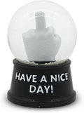 Funny Novelty Snow Globe – Quirky Mini Desk Gift for Office, Home, or Holiday – Unique Collectible Gag Gift for Friends and Coworkers - Have a Nice Day