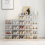 SEE SPRING X-Large Shoe Storage Box Fit Size 11, Clear Plastic Stackable Shoe Organizer for Closet, Space Saving Sneaker Shoe Rack Containers Bins Holders for Entryway, 12 Pack Clear
