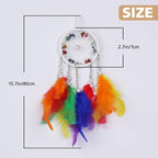 Pretty Jolly Crystal Stone Small Dream Catchers Rainbow Feathers Mini Dreamcatchers with Beads for Cars Rear View Mirror Hanging Decoration Good Luck Travel Charm Bedroom Ornaments for Women Girls