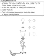 Touch Leaf Bedside Table Lamp with 2 USB Ports Nightstand Lamps | 3-Way Dimmable Vintage Lamps White Glass Shade Vintage Rural Leaf Lamp for Living Room Bedroom Side Table, LED Bulb Included
