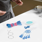INFUNLY 12PCS DIY Small Dream Catcher Kit Handmade Blue Dreamcatcher for Adult Beginners DIY Mini Hanging Ornament Starter Making Kit for Bedroom Car Mirror Keychain bag Bohemian Decoration Craft Gift