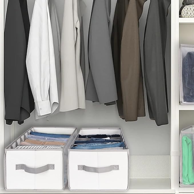 Univivi Closet Clothes Organizers Wardrobe Clothes Organizer Sweaters Organizer for Closet, 7 Grids Upgraded Large Capacity T-Shirt Organizers for Jeans, Pants, Sweaters, Underwear - Set of 4