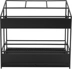 Commercial Metal Umbrella Stand Rack – Heavy Duty Free Standing Organizer with Removable Drip Tray, Entrance Umbrella Organizer for Entryway Home Office Hotel, 26.8x12.6x27.6in (Black)