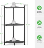 Wisuce Corner Shelf Stand - 3 Tier Bamboo Small Corner Bookshelf for Office Kitchen Bedroom Plant Stand Living Room Decor Small Space (Black)