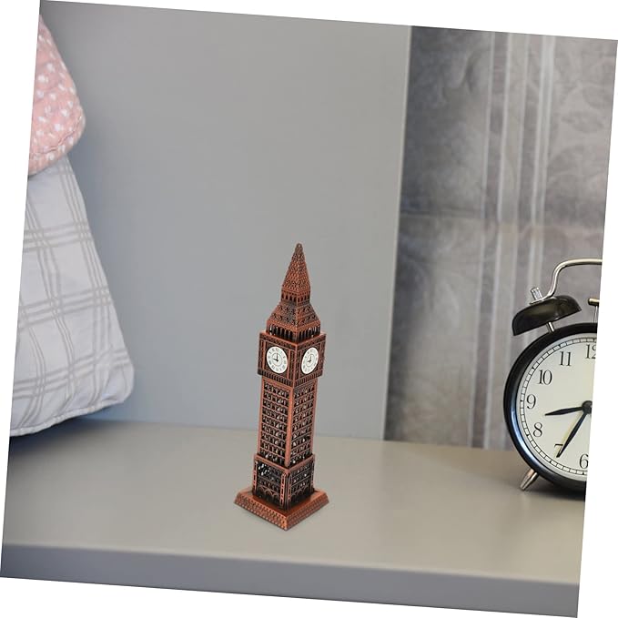 4pcs Vintage Alloy Model Sculpture Landmark Decor for Home Office Decorative Building Ornament in Antique Finish