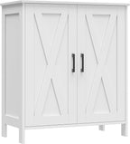 Farmhouse Shoe Cabinet with 2 Barn Doors & Wood Legs, 5-Tier Shoe Storage Cabinet with 3 Adjustable Shelves, Tall Shoe Rack Organizer for Closet, Shoe Organizer for Entryway, Hallway, White