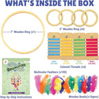Kalakaram DIY 5 Ring Dream Catcher Making Kit | Create Magical Dream Catcher with Wooden Rings, Feathers, Beads & Colorful Yarns | Room Decor Craft Kit