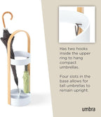 Umbra Bellwood Umbrella Stand, Space-Saving Umbrella Stand, Great for the Front Door/Entryway, White Natural