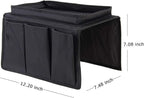 Sofa Armrest Organizer, Couch TV Remote Storage Organizer with Pockets for Recliner Armchair Snacks Glasses Smartphone Magazines Pouch (Brown+Brown)