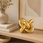 XMGZQ Gold Knot Decor for Coffee Table Book,Chain Link Living Room Decor Item for Bookshelf Entryway Nightstand TV Stand,Minimalist Knot Sculpture for Home Living Room,Centerpiece Table Decorations