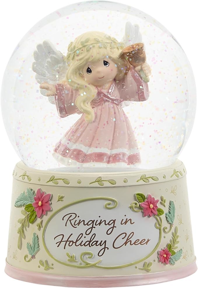 Precious Moments 221104 Ringing in Holiday Cheer Annual Angel Musical Resin/Glass Snow Globe