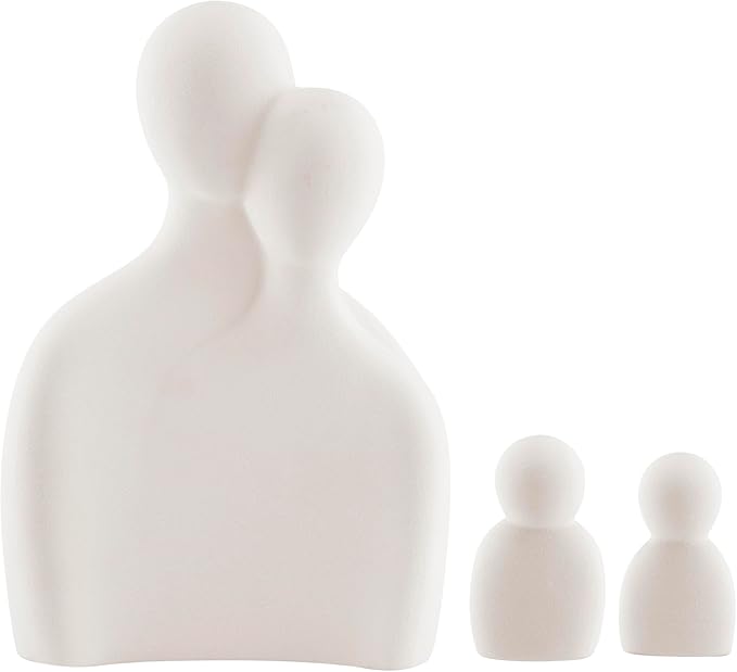Danya B. Hans Cream Abstract Nesting Three Piece Family of 4 Decorative Accent Matte Ceramic Sculpture Figure Set