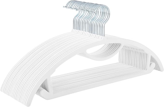 MIZGI Premium Velvet Hangers 50-Pack,No Shoulder Bump Hangers W/Tie Bar Ultra Thin Space Saving Non Slip Hanger Heavy Duty Felt Rounded Clothes Hanger for Sweaters,Coat,Jackets,Pants,Shirts