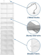 coastal rose Hanging Shoe Organizer for Closet, 20 Sections Hanging Closet Organizers and Storage Shelves, Space Saving Shoe Storage Rack Holder, Transparent White, 12''W×12''Dx 50''H
