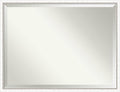 Amanti Art White Wall Mirror 32x42 Morgan White Silver Rectangle Bathroom Mirror for Wall Decor Living Room, X-Large Modern Wood Frame, Hangs Horizonally and Vertically, Bathroom Decor, Beveled Edge
