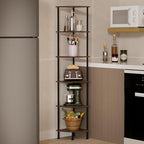 6-Tier Corner Shelf Stand, 65" Industrial Corner Display Rack for Living Room, Bookshelf, Tall Display Shelf, Plant Stand, Storage Standing Shelf for Bedroom, Bathroom, Kitchen, Brown