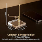 12 Pcs Crystal Display Stand, 2 x 2 x 3.5 Inch Gold Rock Crystal Stand with Acrylic Base Adjustable Metal Arm Display Stands for Mineral, Agate, Geode, Picture