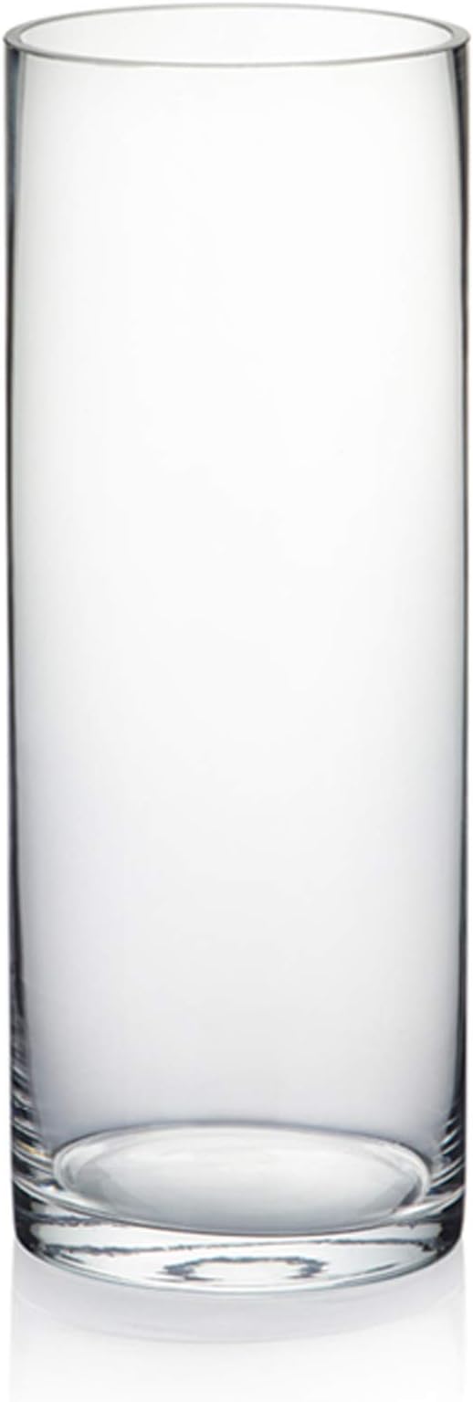 WGVI Quality Thick Clear Cylinder Glass Vases, 3" W x 8" H, Bud Vase Skinny Narrow Floral Bouquet Flower Container for Wedding Centerpieces Tabletop Home Accent Décor Brush Pen Holder, 1 Piece
