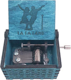 Lalaland Music Box Hand Crank Musical Box Carved Wooden,Play The Theme Song of Lalaland,Blue