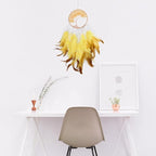 Fairy Gold Citrine Tree of Life Dream Catcher Wall Decor with Healing Crystal Stone Handmade Feather Dream Catchers Decoration Wall Hanging Ornaments for Bedroom Wedding Party Home Decor-25.6"