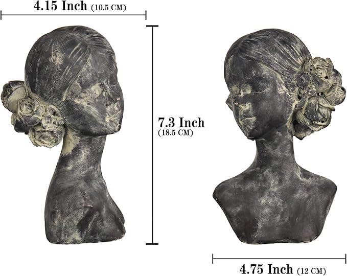 Beautiful Women Faces Resin Sculptures, Resin Art Statues Ornaments, Collectible Figurines for Home Living Room Office Shelf Decoration, Housewarming Great Gifts Ideas, Woman