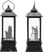 Wondise Lighted Musical Snow Globe Lantern with 6 Hour Timer, 12 Inches USB Powered and Battery Operated Spinning Water and Swirling Glitter Christmas Snow Globe Lantern Gifts(New Snowman)