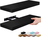 Sorbus Floating Shelves for Wall – 16 Inch Floating Shelf for Kitchen, Bedroom, Living Room, Bathroom, Home & Wall Decor - Mounted Bathroom Shelves with Invisible Brackets (Black, 2 Pack)