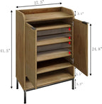 Modern Shoe Cabinet with Fluted Door,5-Tier Farmhouse Shoe Cabinet with 3 Adjustable Shelves,41.5'' Tall Wooden Shoe Rack Organizer Cabinet for Entryway, Hallway,Living Room,Natural
