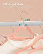 SONGMICS Velvet Hangers, Set of 30 Clothes Hanger with Rose Gold Swivel Hook, Non-Slip, and Space-Saving, 0.2-Inch Thick, 17.1-Inch Long for Coat, Shirt, Dress, Pants, Tie, Coral Pink UCRF21PK30