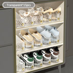 Shoe Slots Organizer, 15 Pack - Adjustable Shoe Stacker for Closet Storage, Clear Double Layer Space Saver, Durable and Stackable Shoe Holder for Sneakers Heels and Flat